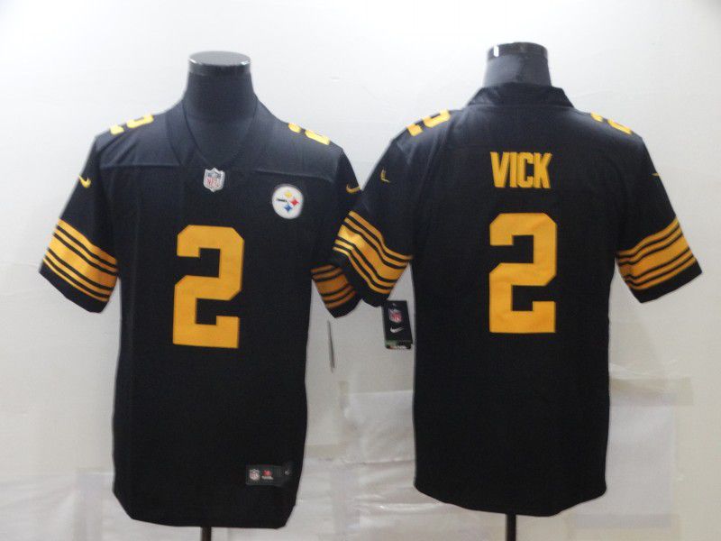 Men Pittsburgh Steelers #2 Vick Black yellow Nike Limited Vapor Untouchable NFL Jerseys